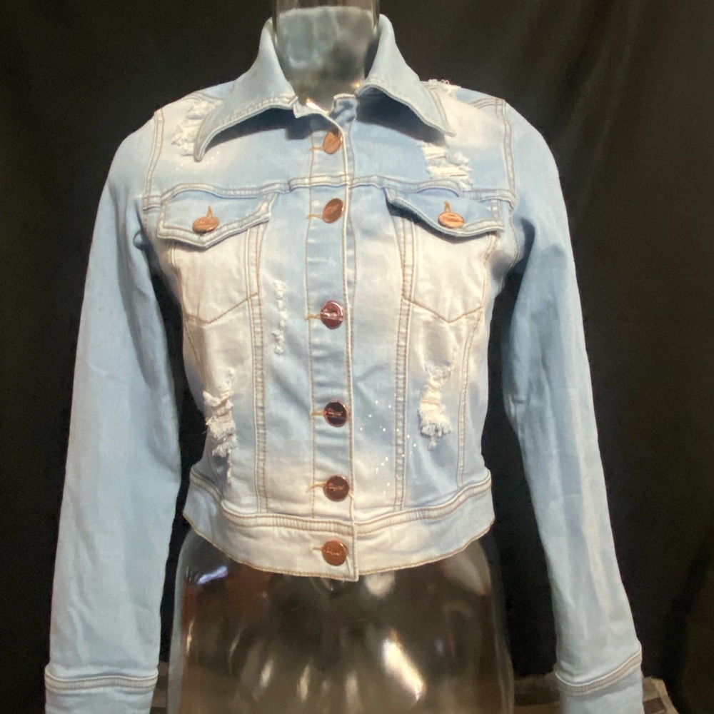 Light Blue Distressed Denim Jacket